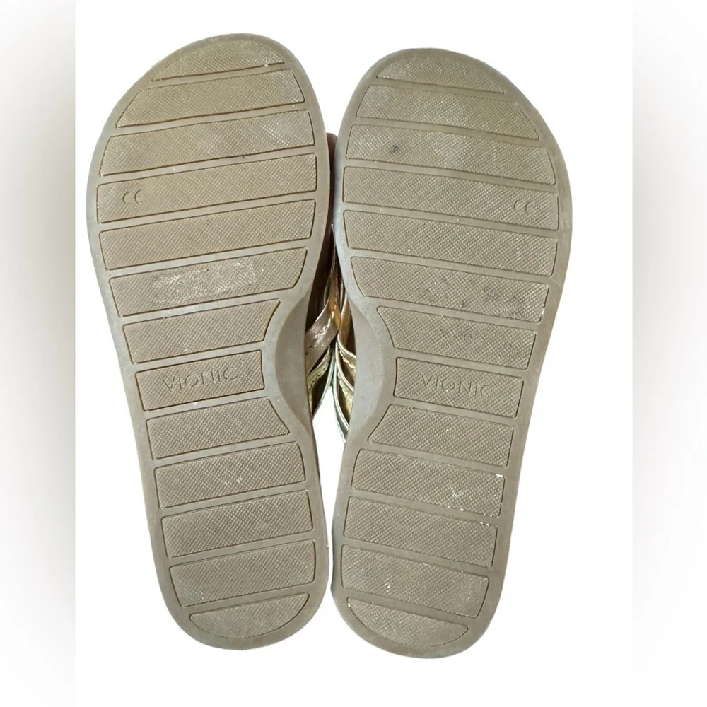 Vionic Palm Catalina Mixed Metallic Sandal size 7 Tan